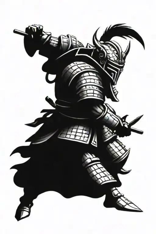 A Robotic Samurai Warrior Battling Against An Army Of Alien Invaders