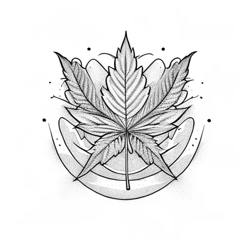 Hemp Leaf In The Middle With Background