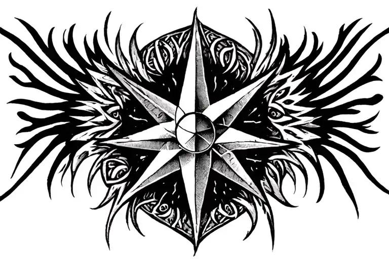 Gaelic Pattern Emitting From A North Star