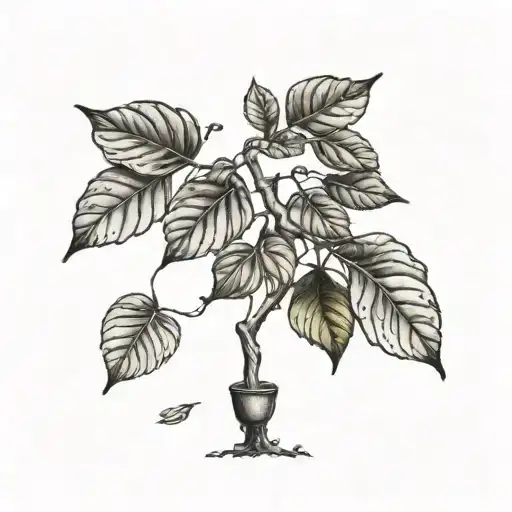 A Plant Growing Out Of A Coffee Bean Tree Growing Together