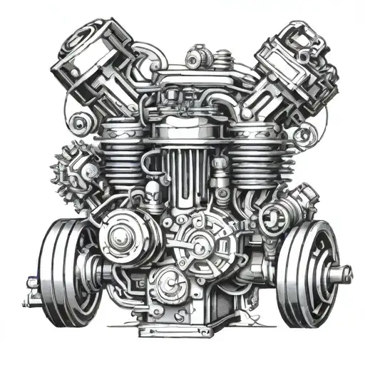 A Sleek And Muscular Car Engine Intertwined With Gym Equipment Like Dumbbells And Kettlebells