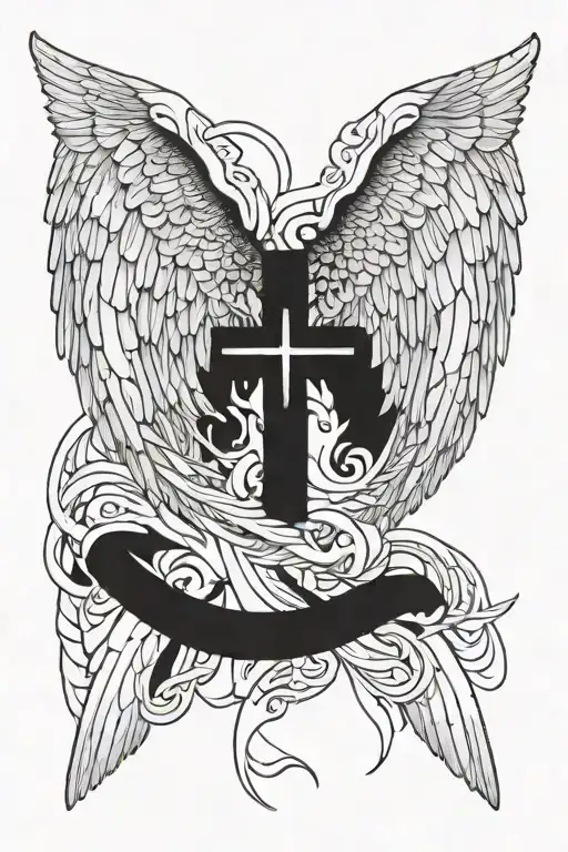 Angel Wings With Cross Section