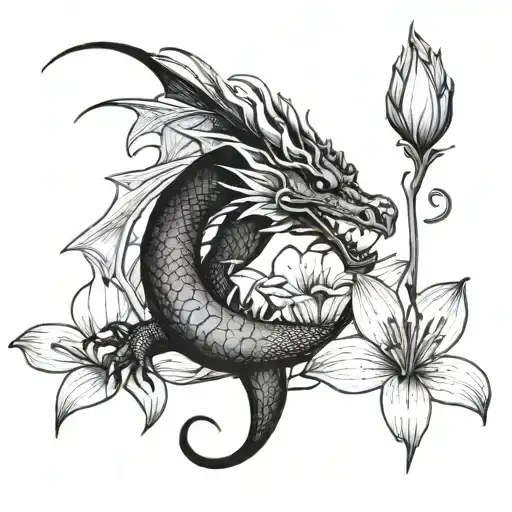 Dragon And Lily Flower