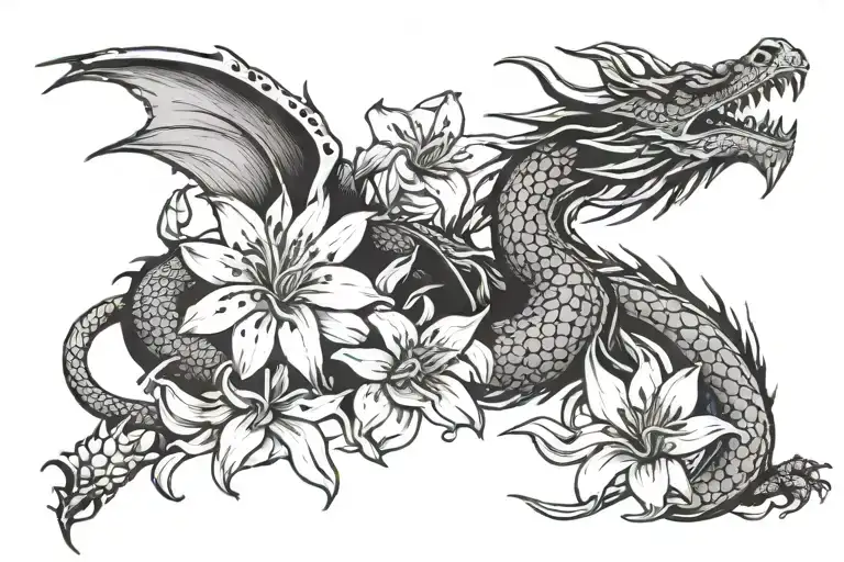 Dragon And Lily Flower