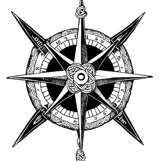 Nautical Star Compass Rose With Cetic Knot Pattern