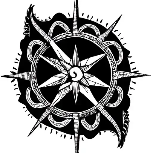 Nautical Star Compass Rose With Cetic Knot Pattern