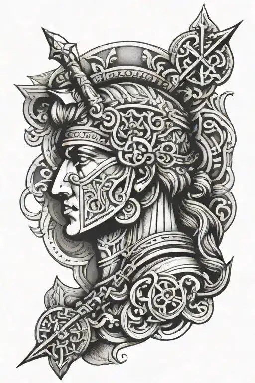 Modern Tattoo Of Alexander The Great Including Ankh Symbol
