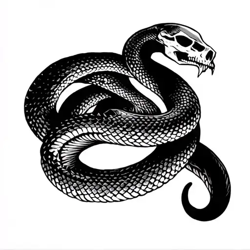 Grim Reaper And Snake Coiled