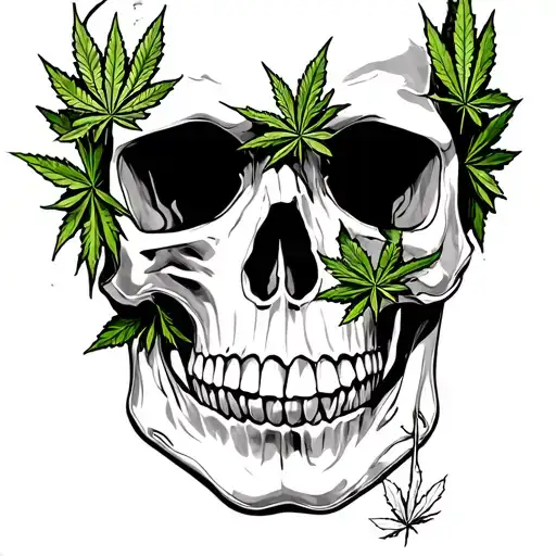 Skull And Cannabis Leaves
