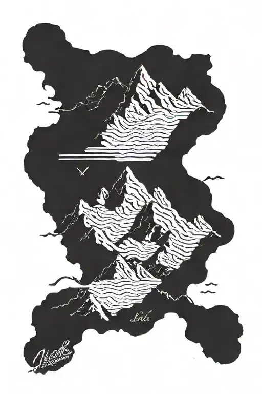 A Mountain Range Silhouette With A Hidden Code Representing The Client's Favorite Quote About Life