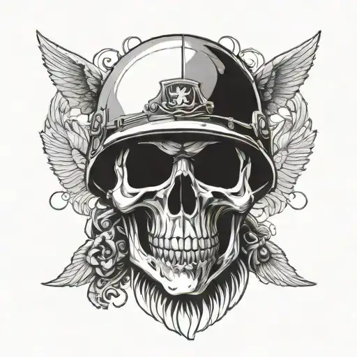 Skull With Military Helmet