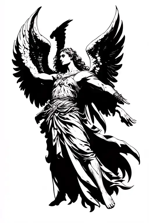 Angel Warrior Flying Backwards Arms Open