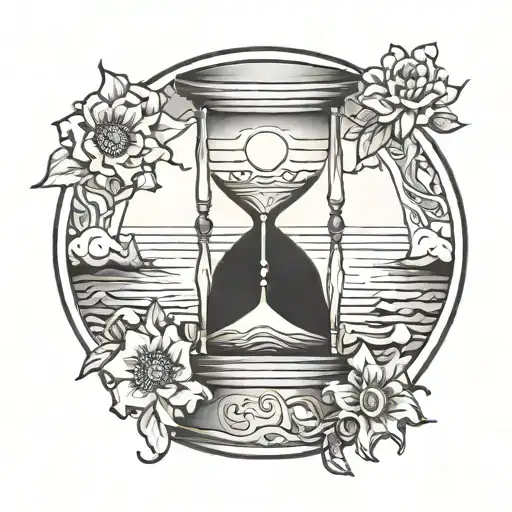 Hourglass Filled With A Sun Setting