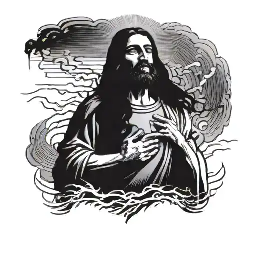 Jesus Protecting Somone In A Storm