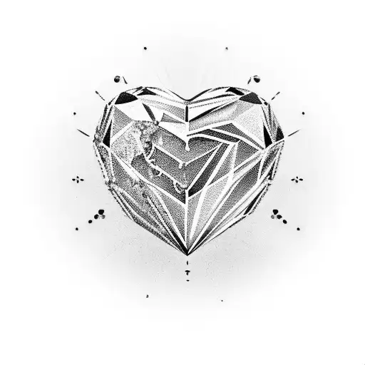 Realistic Heart With A Scratches Diamond