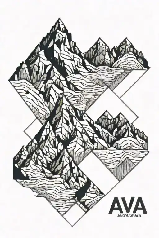 Abstract Geometric Mountain Range Incorporating The Name 'Ava'