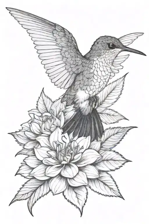 Hummingbird Perched On A Dahlia
