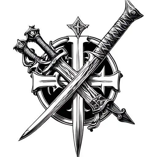 Knights Templar Cross And A Sword