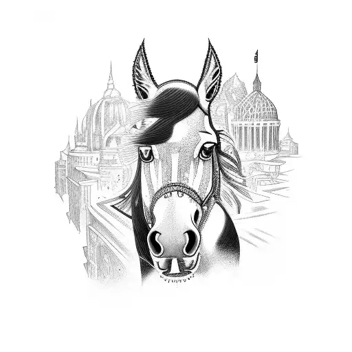 A Majestic Horse Galloping Through A Graffiti-filled Cityscape