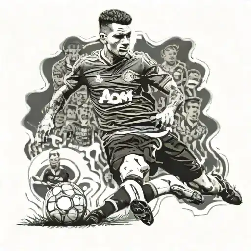 A Portrait Of A Famous Manchester United Player In Action On The Field