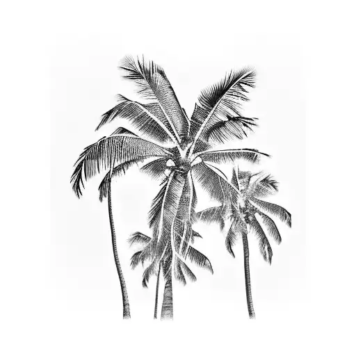 Family Tattoo With Palm Trees At Sunset