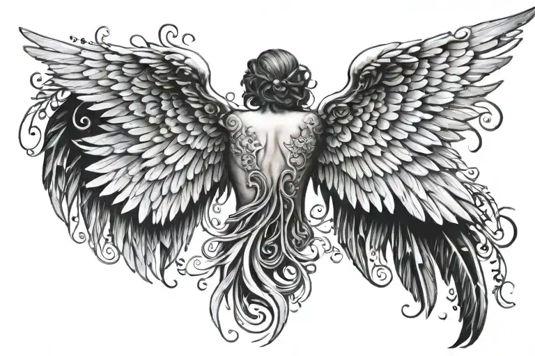 Angel Wings On Back With Lamprocapnos And Pearls