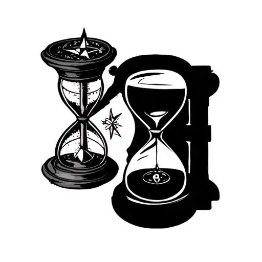 Compass And Hourglass With A