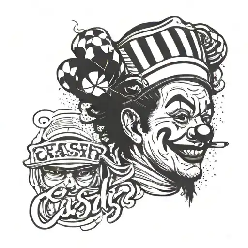 Clown Face With Bars Around It And The Word Cash On Top