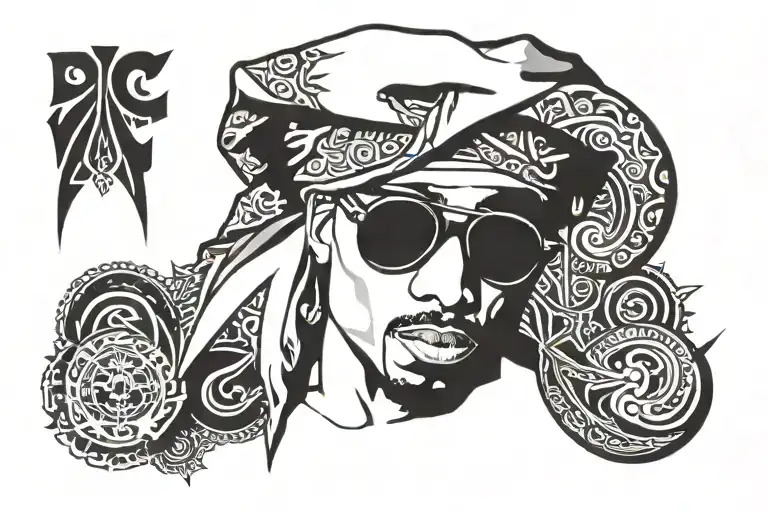 Design A Tattoo Of 2Pac's Iconic Bandana With A Subtle Nod To His Music