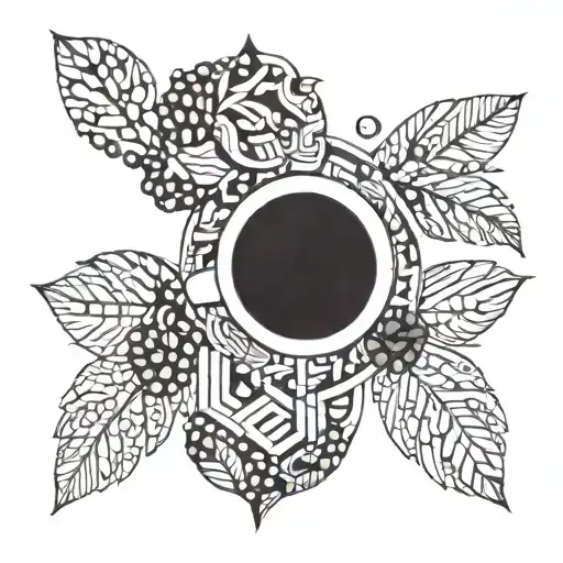 A Coffee Cup With A Geometric Design Made Of Coffee Beans