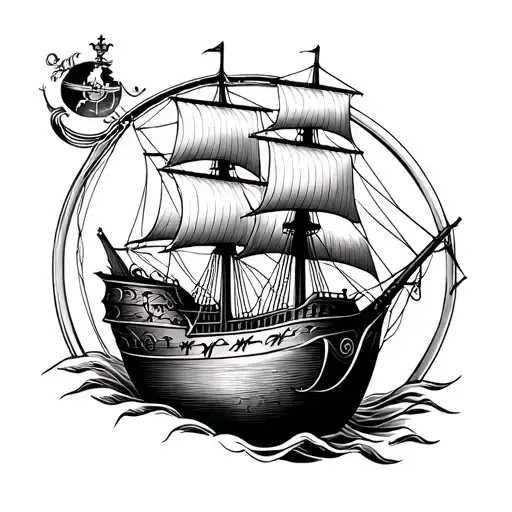 Portuguese Caravel And Globe