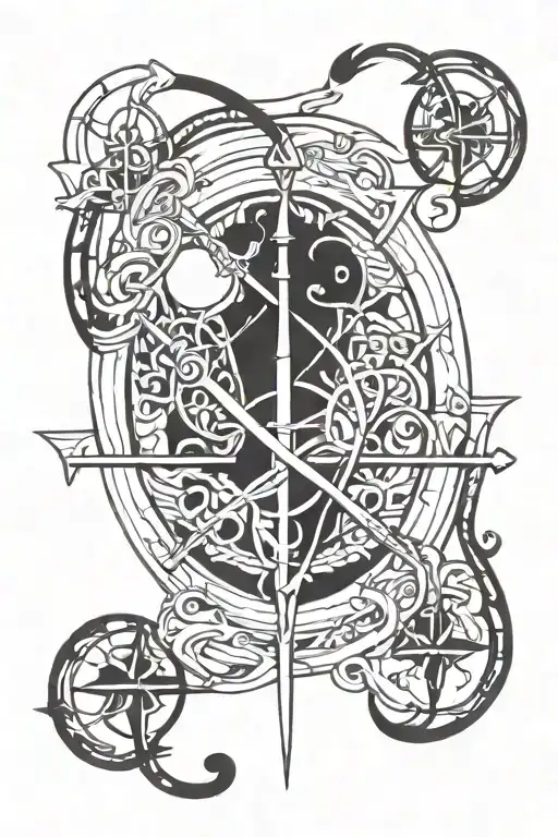 Sagittarius And Libra Symbol Intertwined