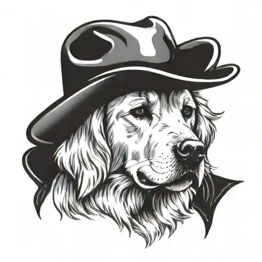 Golden Retriever Wearing A Cowboy Hat