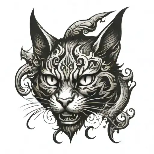 Devilish Cat With Horns