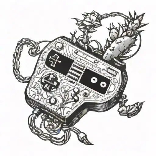 Illustrate A Gaming Console Decorated With Christmas Cactus Flowers