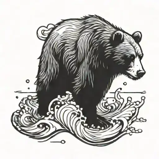 Bear Splashing Water Fish