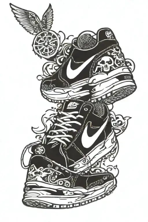 Nike Sneakers Sole With Nike Symbol Around It And Some Tiny Paws Around It