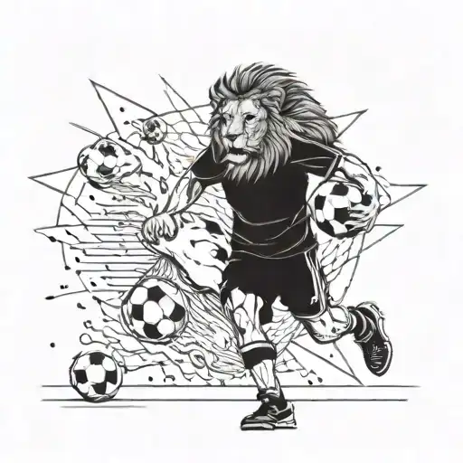 Combine A Lion With A Soccer Ball In A Dynamic And Action-packed Scene