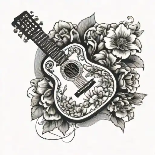 A Guitar With Strings Made Of Blooming Flowers
