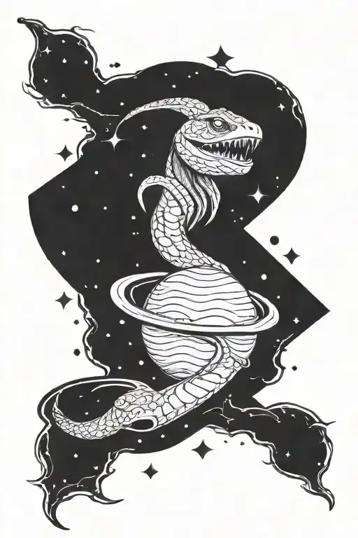 Serpent In Outer Space Eating Planets