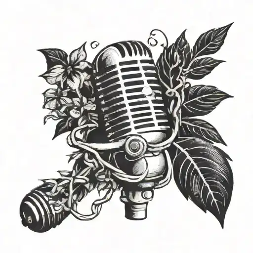A Podcast Microphone Intertwined With A Vine Of Plants