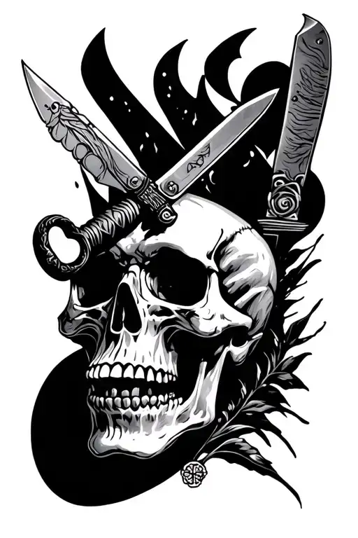 Skull And Knives Arranged