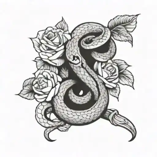 Snake With Rose Around It