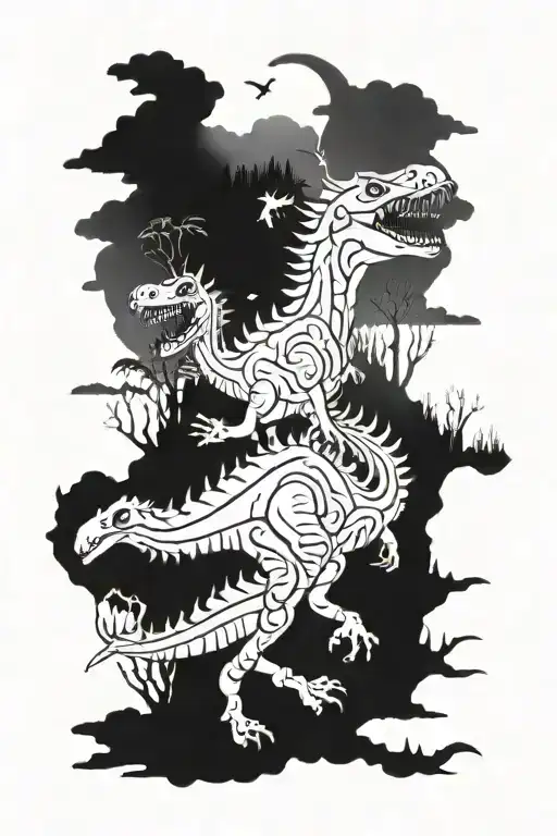 Scary Mist Forest Landscape Dinosaur Surrounded