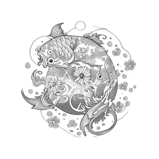Yggdrasil With Koi And Daisy