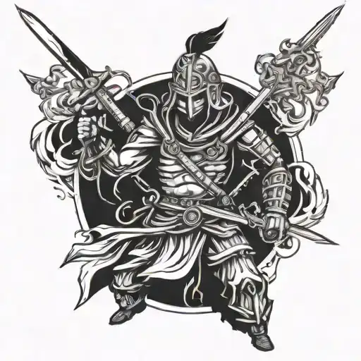A Fierce Warrior Wielding A Sword In A Dynamic Pose