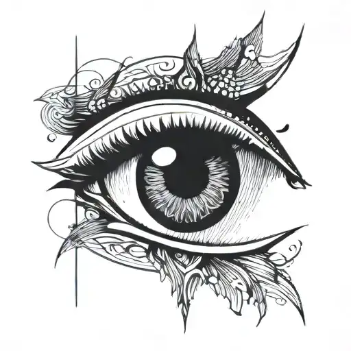 An Abstract Composition Featuring Eye With Dark Moon