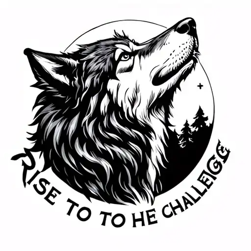 Wolf Howling To The Moon Saying Rise To The Challenge
