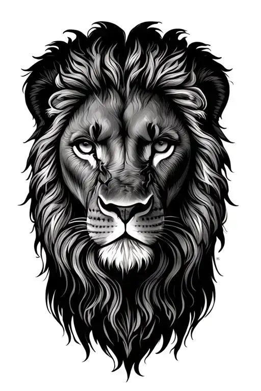 Lion Head With Mirror Reflection