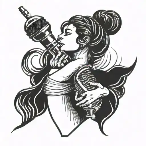 A Stylized Microphone Intertwined With A Mother And Child Silhouette